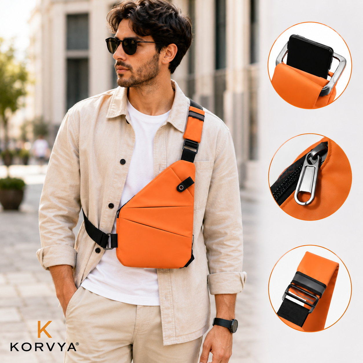 KORVYA ™ Sacoche à bandoulière